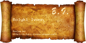 Bolyki Ivonn névjegykártya